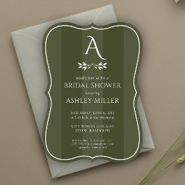 Minimalistisch Monogram Gestreept Groen Vrijgezell Kaart