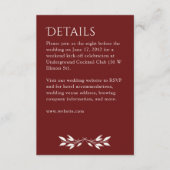 Minimalistisch Monogram Gestreept Rozenhout Rood D Informatiekaartje (Voorkant)