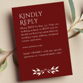 Minimalistisch Monogram Gestreept Rozenhout Rood RSVP Kaartje