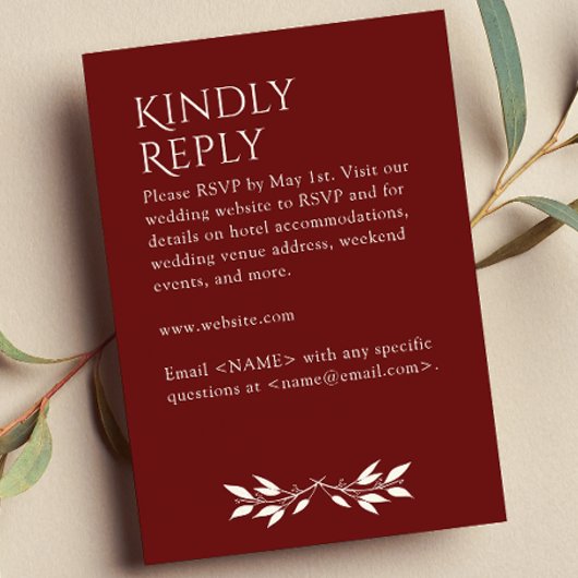 Minimalistisch Monogram Gestreept Rozenhout Rood RSVP Kaartje