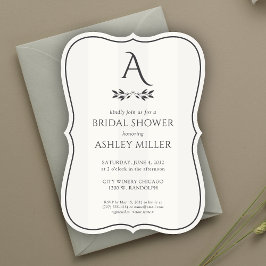 Minimalistisch monogram gestreept wit Vrijgezellen Kaart