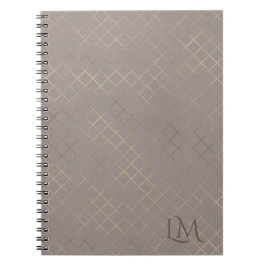 Minimalistisch Monogram Gold & Licht Taupe  Notitieboek