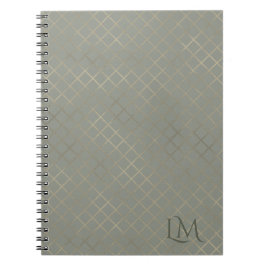 Minimalistisch Monogram Gold & Olijf Taupe Notitieboek