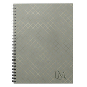 Minimalistisch Monogram Gold & Olijf Taupe Notitieboek