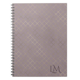 Minimalistisch Monogram Gold & Tulip Taupe  Notitieboek