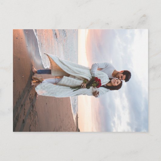 Minimalistisch monogram | Gold Wreath Weddenfoto Uitnodiging Briefkaart (Achterkant)