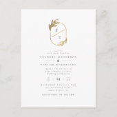 Minimalistisch monogram | Gold Wreath Weddenfoto Uitnodiging Briefkaart (Voorkant)