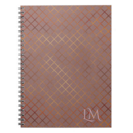 Minimalistisch Monogram Goud & Donkerroze Taupe Notitieboek