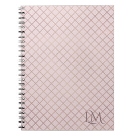 Minimalistisch Monogram Goud & Licht Roze Taupe Notitieboek