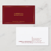 Minimalistisch Monogram Goud Lijst Rood Maroon Visitekaartje (Voorkant / Achterkant)