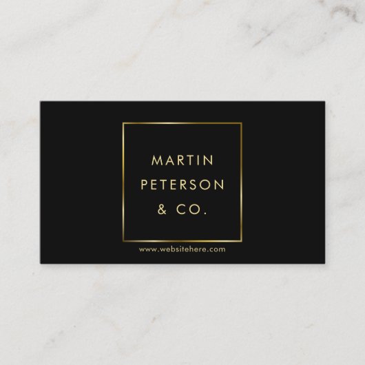 Minimalistisch monogram | Gouden Vierkant Lijst op Visitekaartje (Voorkant)