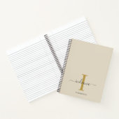 Minimalistisch Monogram Goudgrijs Script Naam Notitieboek (Binnen)