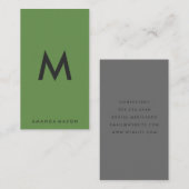 Minimalistisch monogram grijs groen visitekaartje (Voorkant / Achterkant)