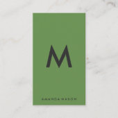 Minimalistisch monogram grijs groen visitekaartje (Voorkant)