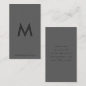 Minimalistisch monogram grijs visitekaartje (Voorkant / Achterkant)