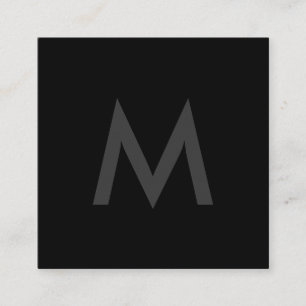 Minimalistisch monogram grijs zwart vierkante visitekaartje