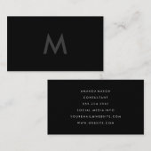 Minimalistisch monogram grijs zwart visitekaartje (Voorkant / Achterkant)