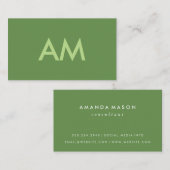 Minimalistisch Monogram Groen Visitekaartje (Voorkant / Achterkant)