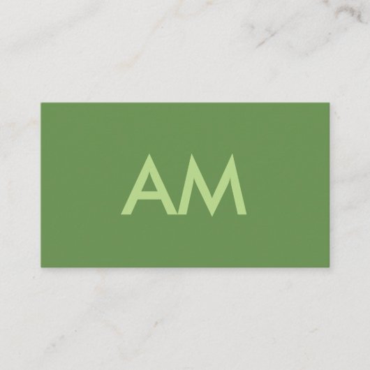 Minimalistisch Monogram Groen Visitekaartje (Voorkant)