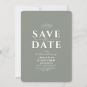 Minimalistisch Monogram Groene Sage QR Code Save The Date (Voorkant)