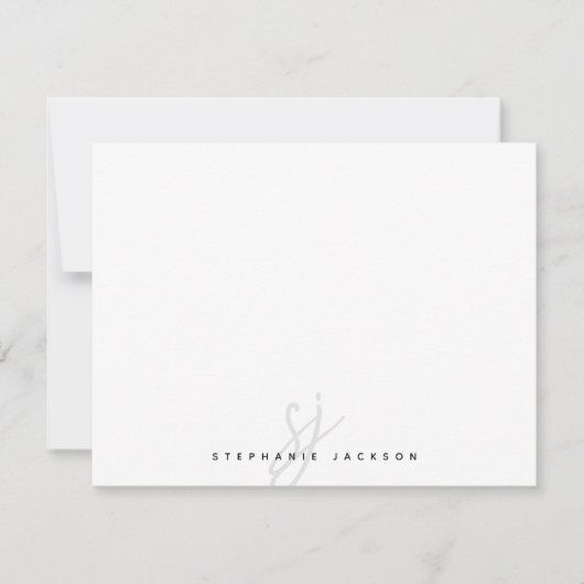 Minimalistisch monogram handgeschreven Initialen Notitiekaartje (Voorkant)