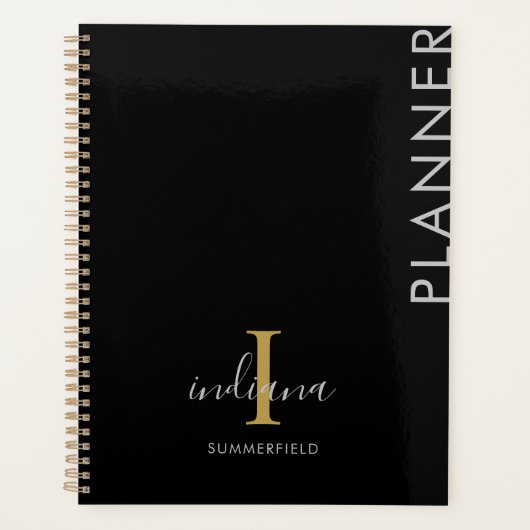 Minimalistisch Monogram Handgeschreven Script Naam Planner (Voorkant)