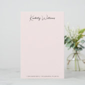 Minimalistisch Monogram Handtekening Script Roze Briefpapier (Staand voorkant)