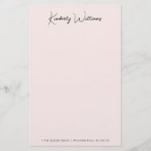 Minimalistisch Monogram Handtekening Script Roze Briefpapier (Voorkant)