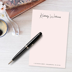 Minimalistisch Monogram Handtekening Script Roze Briefpapier