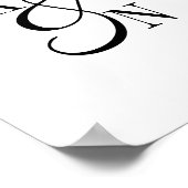 Minimalistisch Monogram Huwelijk Zwart & Wit Schri Poster (Hoek)
