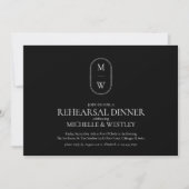 Minimalistisch Monogram Huwelijksrepetitie Diner Kaart (Voorkant)