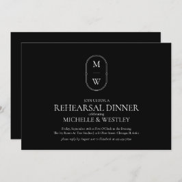Minimalistisch Monogram Huwelijksrepetitie Diner Kaart