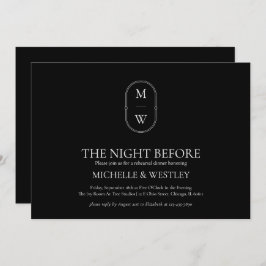 Minimalistisch Monogram Huwelijksrepetitie Diner Kaart