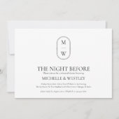 Minimalistisch Monogram Huwelijksrepetitie Diner Kaart (Voorkant)