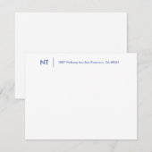 Minimalistisch monogram Initiaal Adres Navy Blue Notitiekaartje (Voorkant / Achterkant)