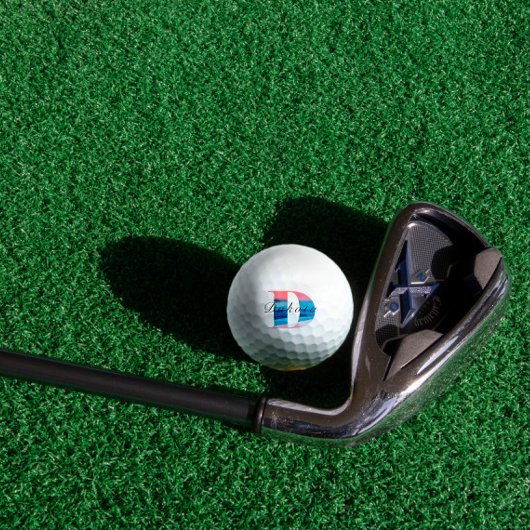 Minimalistisch monogram initiaal D koraalblauw Golfballen