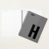 Minimalistisch monogram Initiaal grijs zwart Planner (Display)