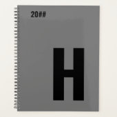 Minimalistisch monogram Initiaal grijs zwart Planner (Voorkant)