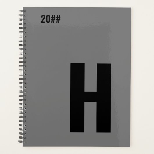 Minimalistisch monogram Initiaal grijs zwart Planner (Voorkant)