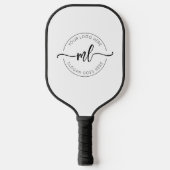 Minimalistisch monogram initiaal logo zwart en wit pickleball paddle (Voorkant)