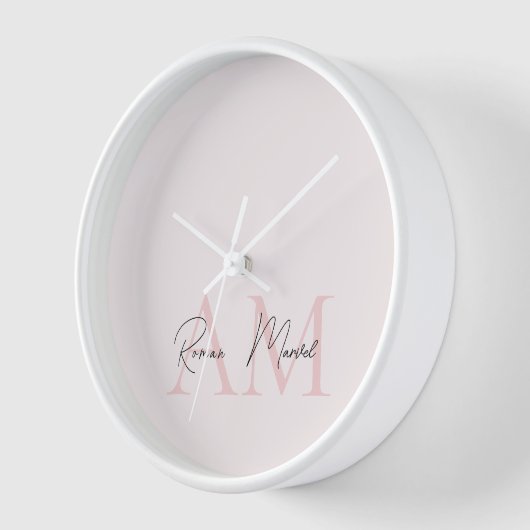 Minimalistisch Monogram Initiaal & Naam Pastel Roz (Hoek)