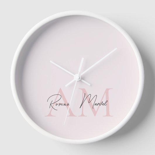 Minimalistisch Monogram Initiaal & Naam Pastel Roz (Voorkant)