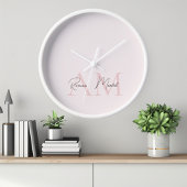 Minimalistisch Monogram Initiaal & Naam Pastel Roz
