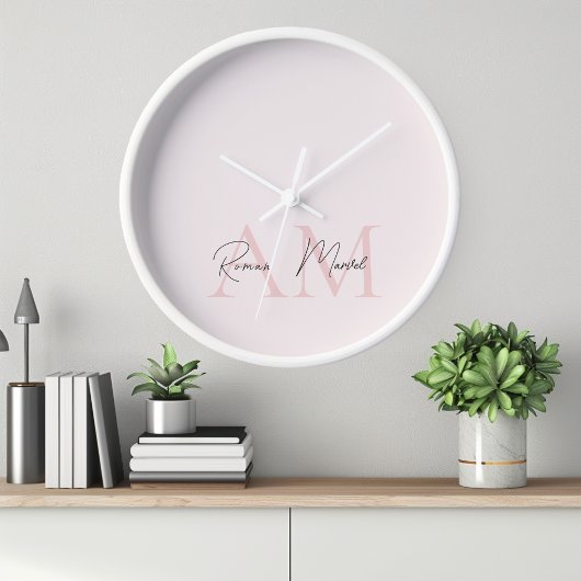 Minimalistisch Monogram Initiaal & Naam Pastel Roz