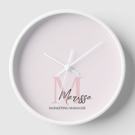 Minimalistisch Monogram Initiaal & Naam Pastel Roz (Voorkant)