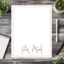 Minimalistisch Monogram Initiaal & Naam Pastel Roz