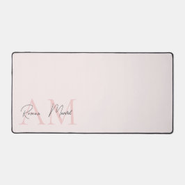 Minimalistisch Monogram Initiaal & Naam Pastel Roz Bureaumat