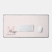 Minimalistisch Monogram Initiaal & Naam Pastel Roz Bureaumat (Keyboard & Muis)