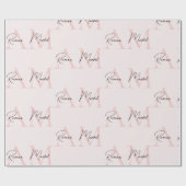 Minimalistisch Monogram Initiaal & Naam Pastel Roz Cadeaupapier (Vlak)