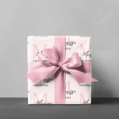 Minimalistisch Monogram Initiaal & Naam Pastel Roz Cadeaupapier